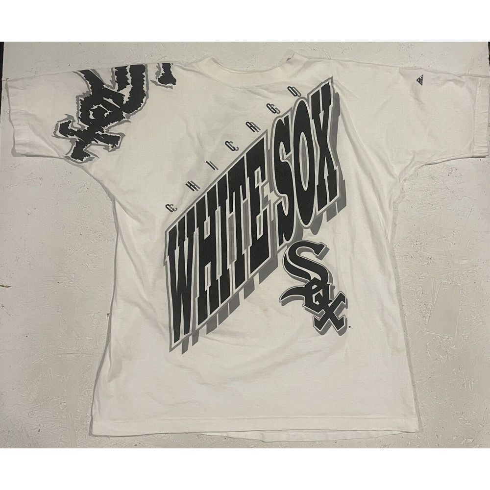 Vintage Apex One Chicago‎ White Sox AOP Shirt Mens XL Spellout 3D White Black